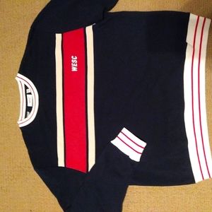 Wesc Sweater Navy w/ Red and White Stripes Sz L